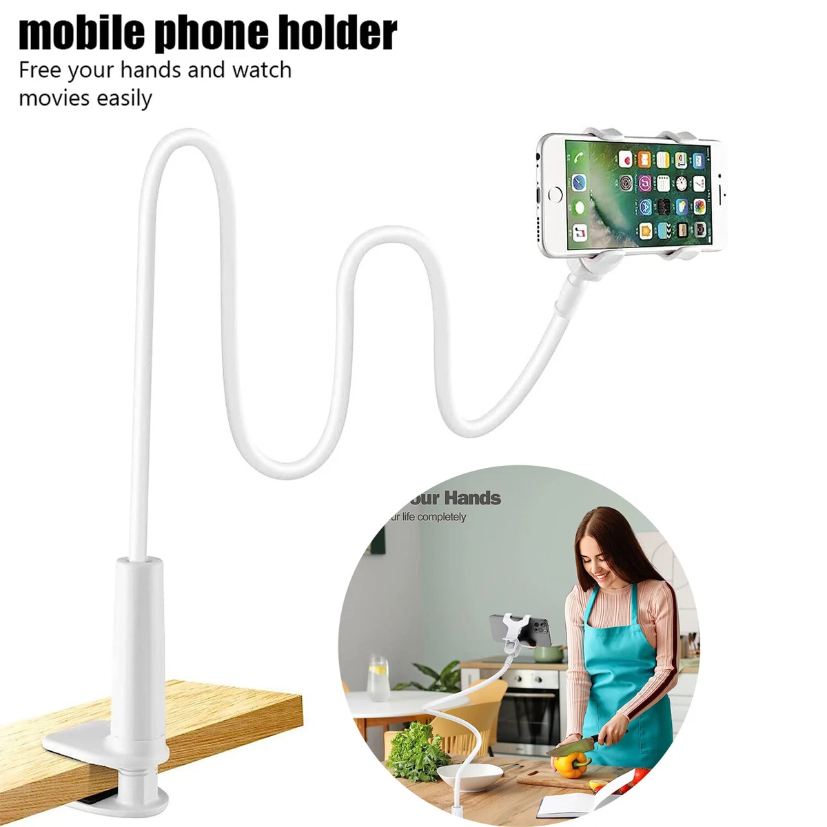 Gooseneck Phone Holder Bed Clip Lazy Bracket Flexible Long Arm