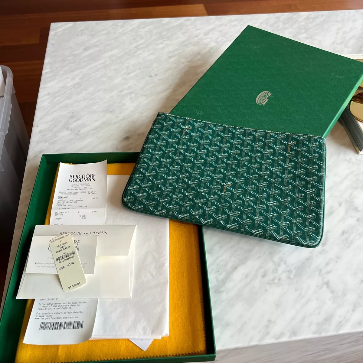 Goyard Senat MM Zip Pouch Senat Clutch Green with box