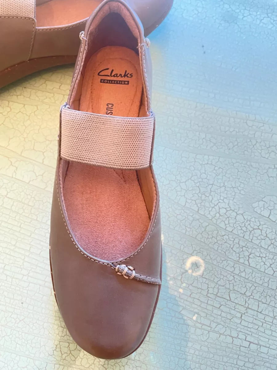 NEW Fantastic Comfy Clarks Medora Ellie Sage Leather Slip On Flat Shoes 9M
