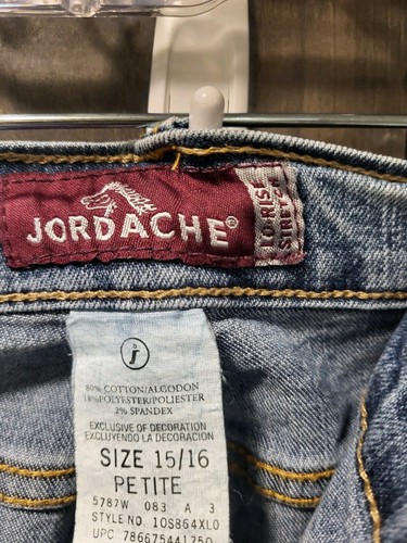 Vintage Jordache Stretch Bootcut Jeans Juniors 15/16 Petite Blue Cotton Blend - Picture 2 of 4