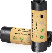 40 Count Toilet Replacement Bags, 8 Gallon, 30 Liter, Heavy Duty 1 Mil, Compost 