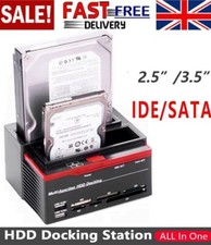 🔥All-in-1 IDE SATA Dual Hard Drive HDD Docking Station Dock USB HUB Card Reader