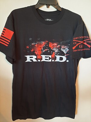 GRUNT STYLE Mens S/S Black/Red US 1776 This We ll Defend R.E.D. T-Shirt Med-NWOT