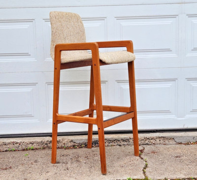 Vintage Danish Modern Teak Barstool Made In Denmark