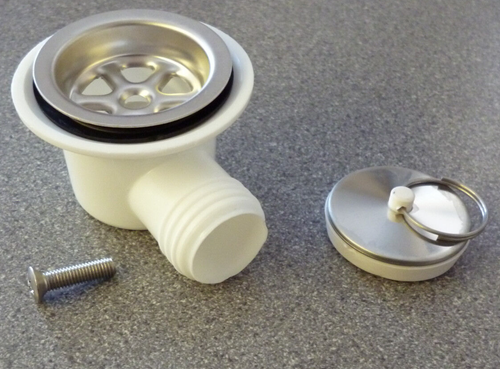 Caravan/Motorhome Sink Waste Outlet - 1-1/4" (28mm) Angled With 20mm Reducer