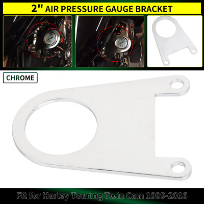 Chrome Air Ride 2'' Pressure Gauge Bracket Mounted For Harley Electra Glide 99-16