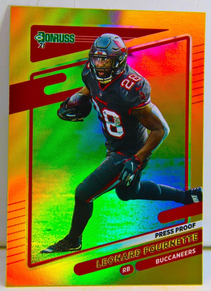Leonard Fournette 2021 Donruss Football Gold Holo Press Proof Refractor Card#102 - Image 2 of 3