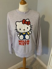 Grey Hello Kitty Logo Sweatshirt Size Small 8/10 Primark Sanrio
