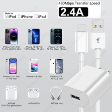 Fast Charger 5V 2A Power Adapter Block USB Cable For iPhone14 13 12 11 XR X 8 7
