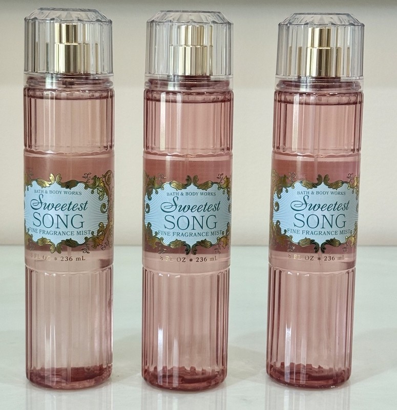 Bath & Body Works Sweetest Song Fine Fragrance Mist Body 8 oz Spray 3pc Splash