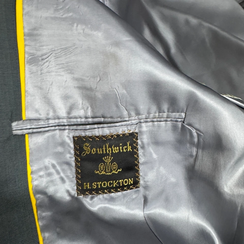 Southwick H. Stockton Hombres 42R 34W Verde Gris Lana Dos Piezas Traje Chaqueta Pantalones Foto 4 de 4