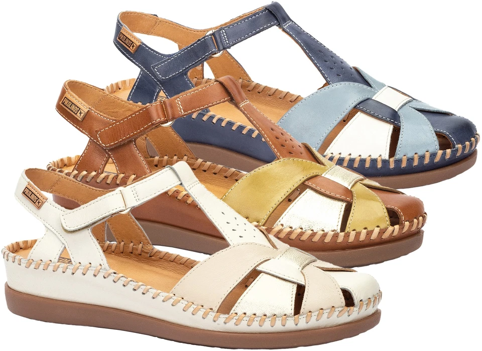 Pikolinos Sandale Femmes Cuir Semi-Ouvert Avec T-Sangle Et Semelle Compensée - Photo 1/1