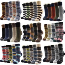 5 Pairs New Autumn and Winter Thicken Warm Men Wool Socks Pure Color Ethnic Imit