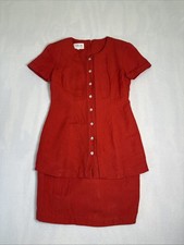 Talbots Dress 4 PETITE Red Sheath Layered Look Linen Blend ￼
