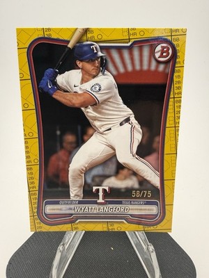 Wyatt Langford 2026 Bowman Yellow Scorecard Pattern /75 #88 Texas Rangers