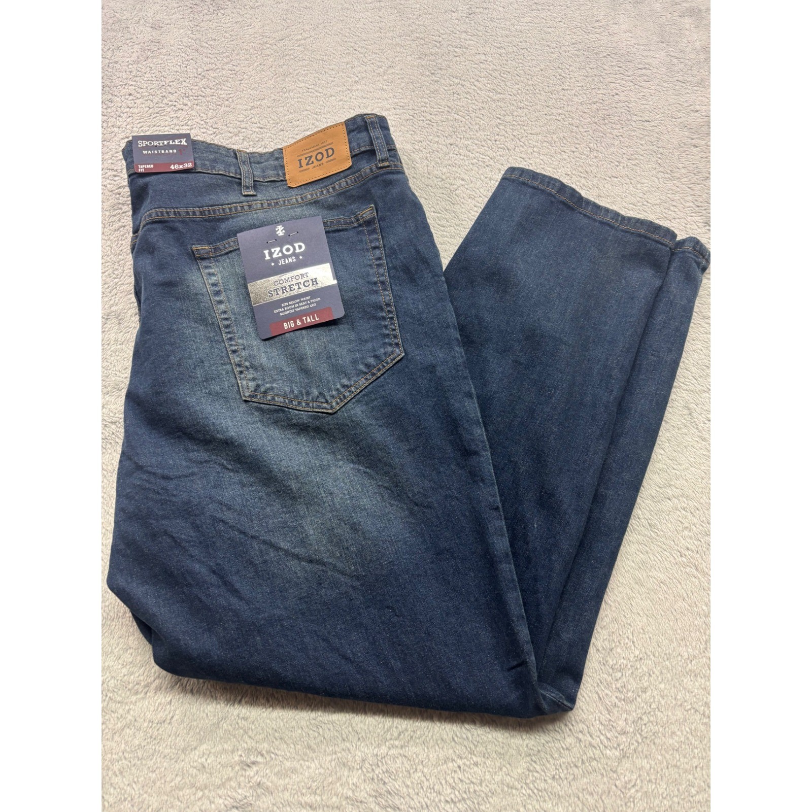 S 46x32 Big & Tall Comfort Stretch Tapered Fit Sportflex Dar