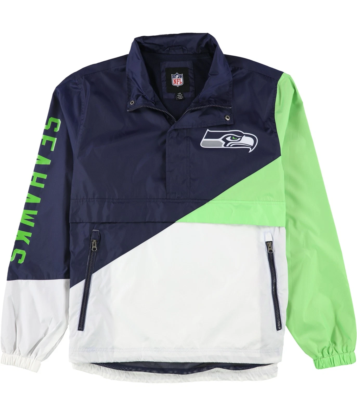 NFL Mens Seattle Seahawks Anorak Jacket, Blue, Large