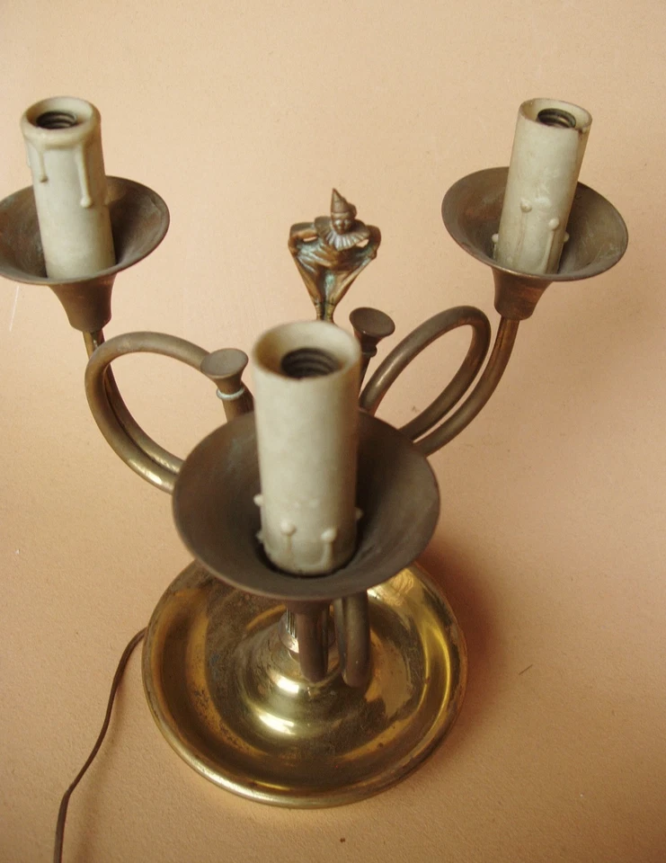 Rare lampe de table américaine 3 feux en laiton - années 1950 - Photo 4/4