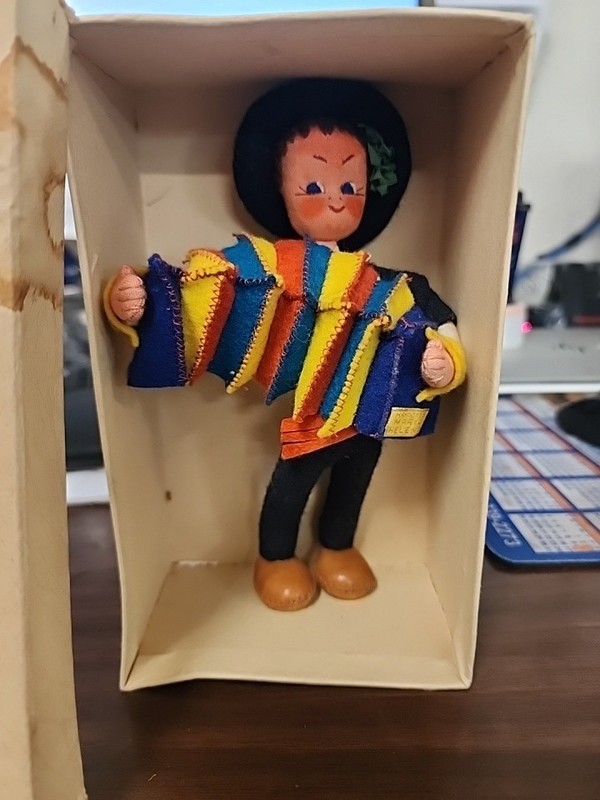 Vintage Portugal 6" Male Doll Traditional Costume Playing Accordion