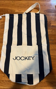Jockey Blue and White Striped Canvas Laundry Bag