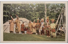 Vintage Postcard Ready for the Big Indian Pow-Wow Native American Linen Unposted