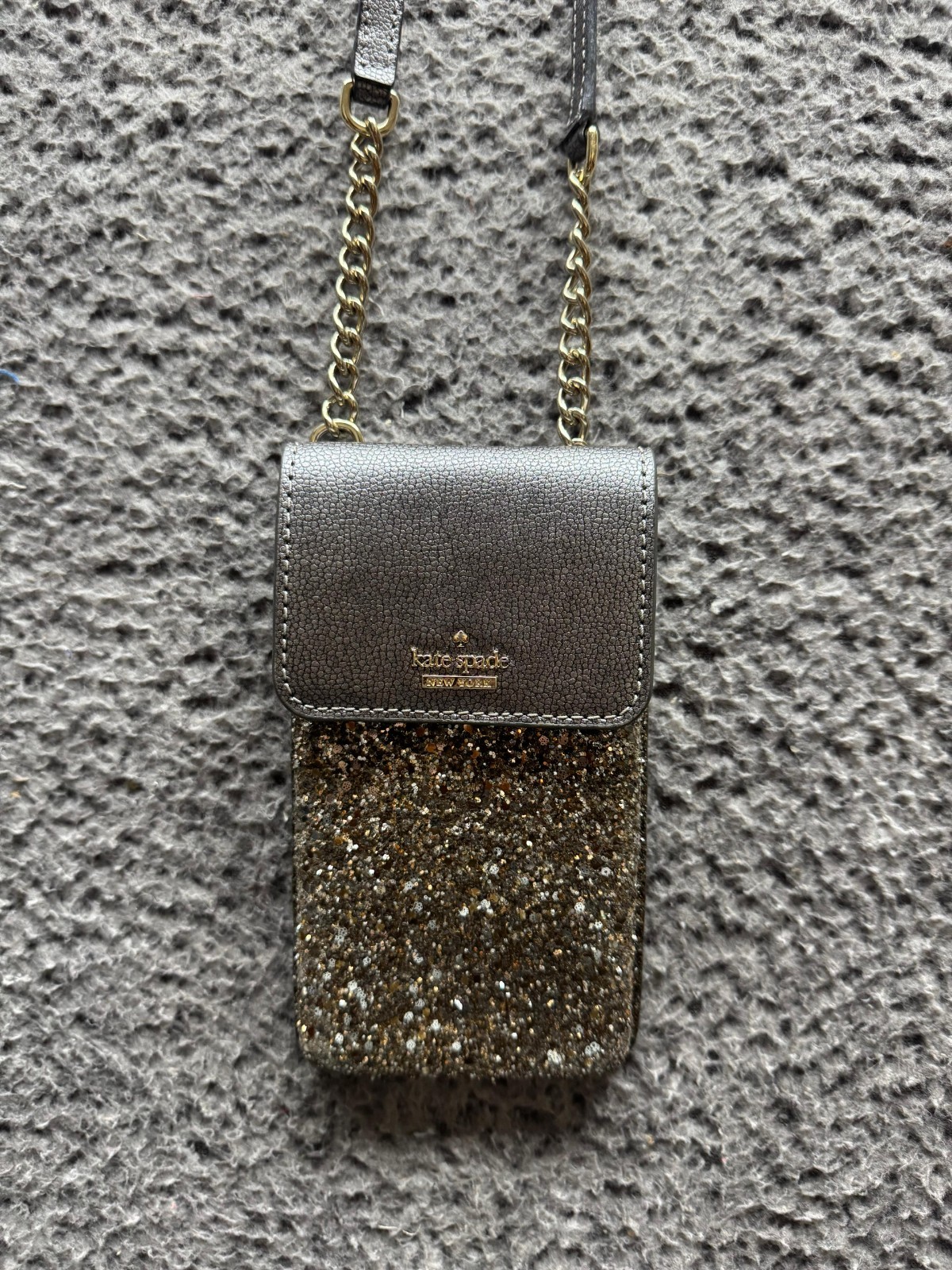 Kate Spade North South Crossbody Bag WIRU0981 Laurel Way Glitter Gunmetal 4 x 7