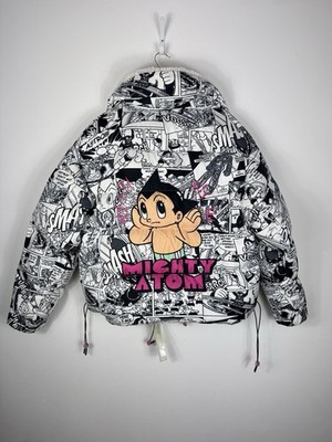 Only Astro Boy Mighty Atom Puffer Jacket Black White Anime Coat