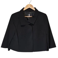Mixit Black Blazer Womens 12  Cropped Boxy Modern Minimalist Office