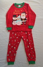 New Size Children Kids 4/5 Christmas Pajama Set Santa And Snowman 130cm