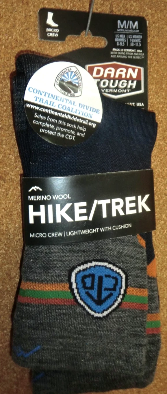 Darn Tough CDT Micro Crew Lightweight Hiking Socks M (Unisex) Eclipse