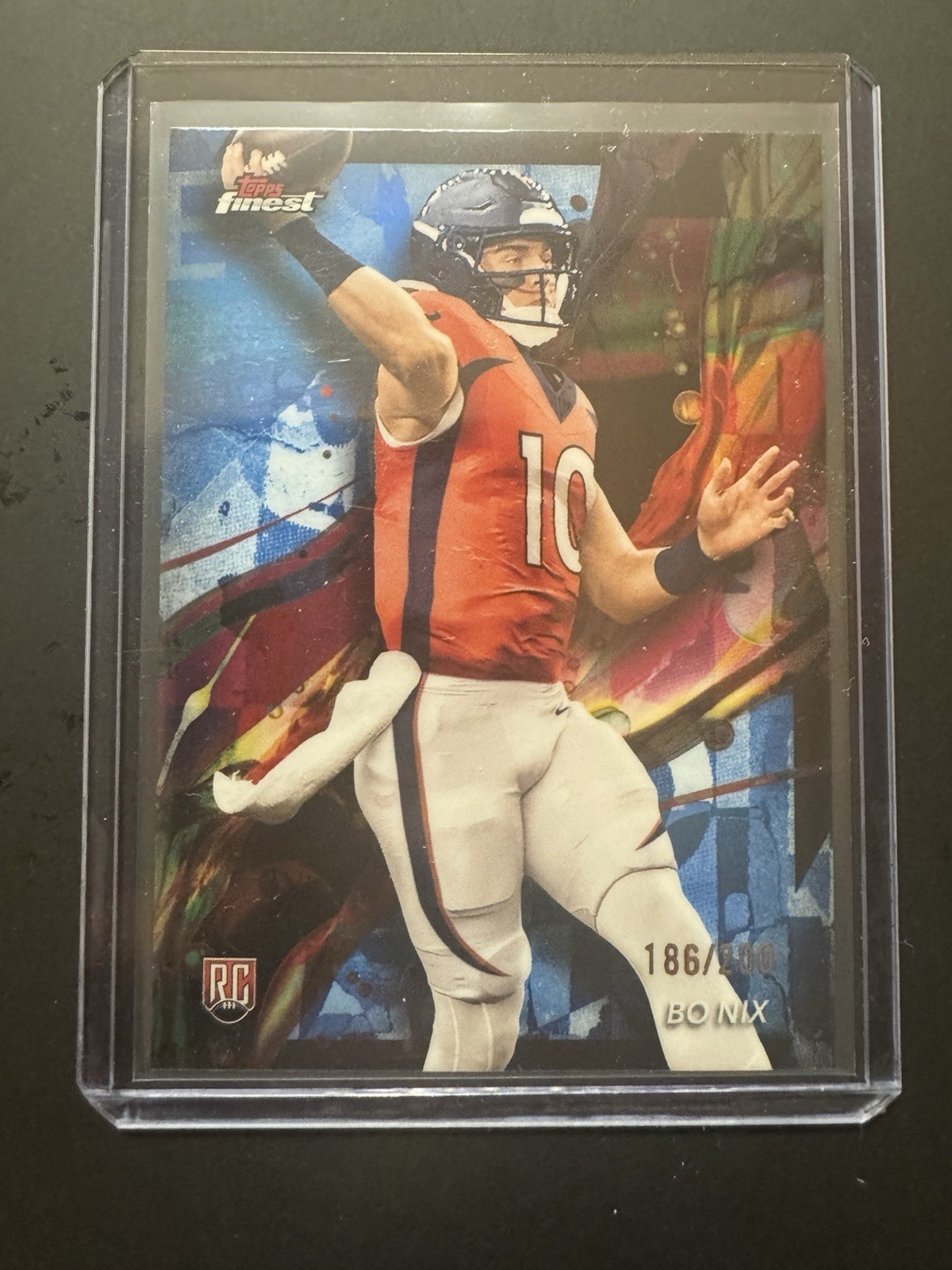 2024 Topps Finest - Common Bo Nix #63 Blue Refractor /200 (RC)