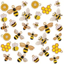 30Pcs Honeycomb Bee Charms, Charms Alloy Honeybee Pendants Bulk