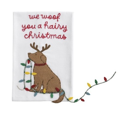 Mud Pie Christmas Hairy Christmas Dog Dangle Towel