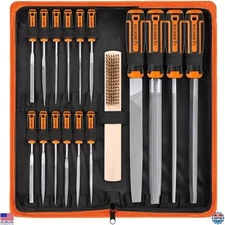25Pcs Metal File Set, T12 Alloy Steel, Flat/Triangle/Round Files, Carry Case