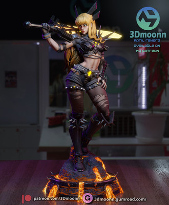 Magik, X-Men, The New Mutants, sexy Pin Up, Statue, Figur, 3D Druck, UNBEMALT