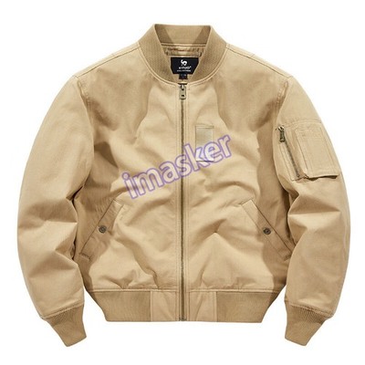 American Style Mens Stand Collar 100% Cotton  Flight Jacket Short Coat New