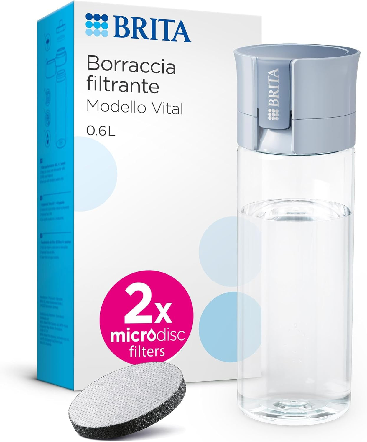 Borraccia BRITA Vital Azzurra per Bambini e Famiglia | 2 Filtri Inclusi