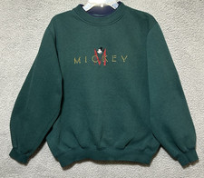 Vintage Disney Mickey  Co. Sweatshirt Mens L Embroidered Green Mickey Mouse