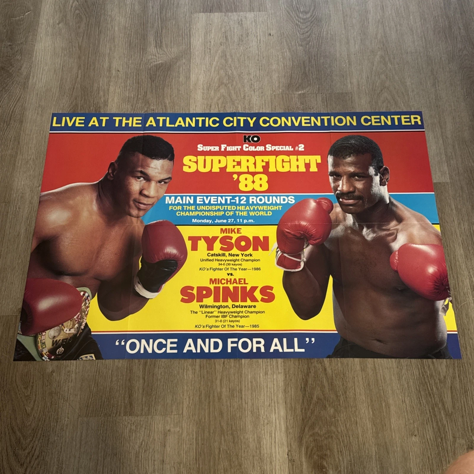 1988 KO Boxing Mike Tyson Vs Michael Spinks Super Fight Poster 32”x22” Rare HTF - 画像1/13
