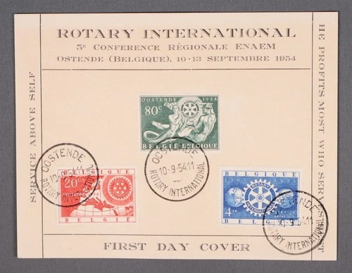 MayfairStamps Belgium FDC 1954 Rotary International Combo First Day Cover aaw_33