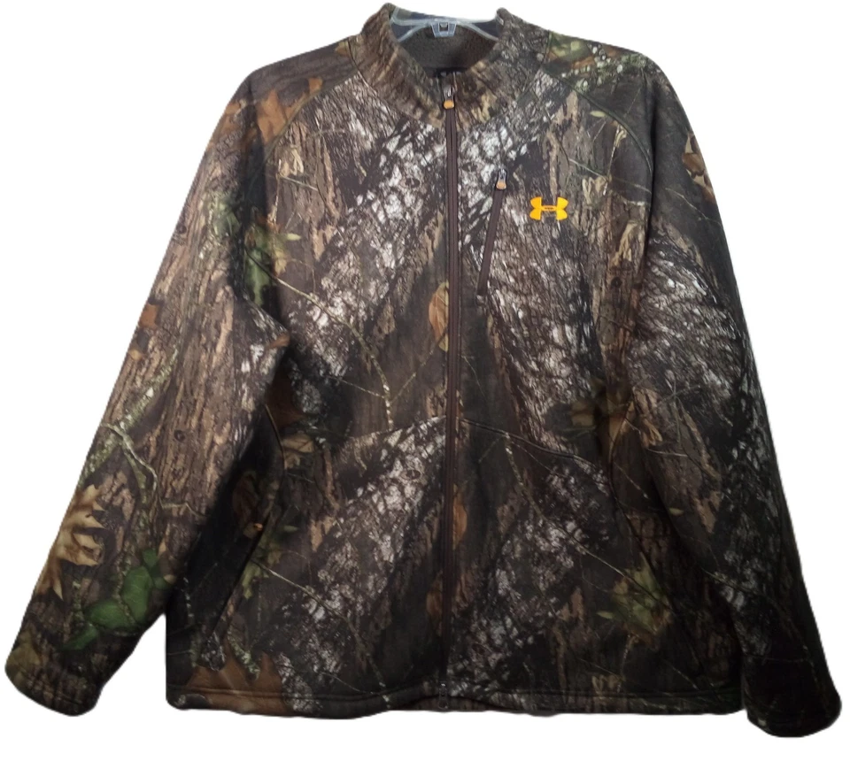 Under Armour Mossy Oak Break Up Camo Softshell Hunting Jacket XXL Fleece Lined - Image 2 of 4
