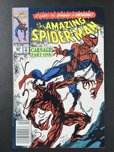 Amazing Spider-Man 361 Newsstand VF Bagley Marvel 1992 1st Carnage