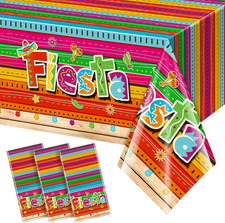 3 Pieces Mexican Fiesta Party Tablecloth Decorations,Plastic Cinco De Mayo Print