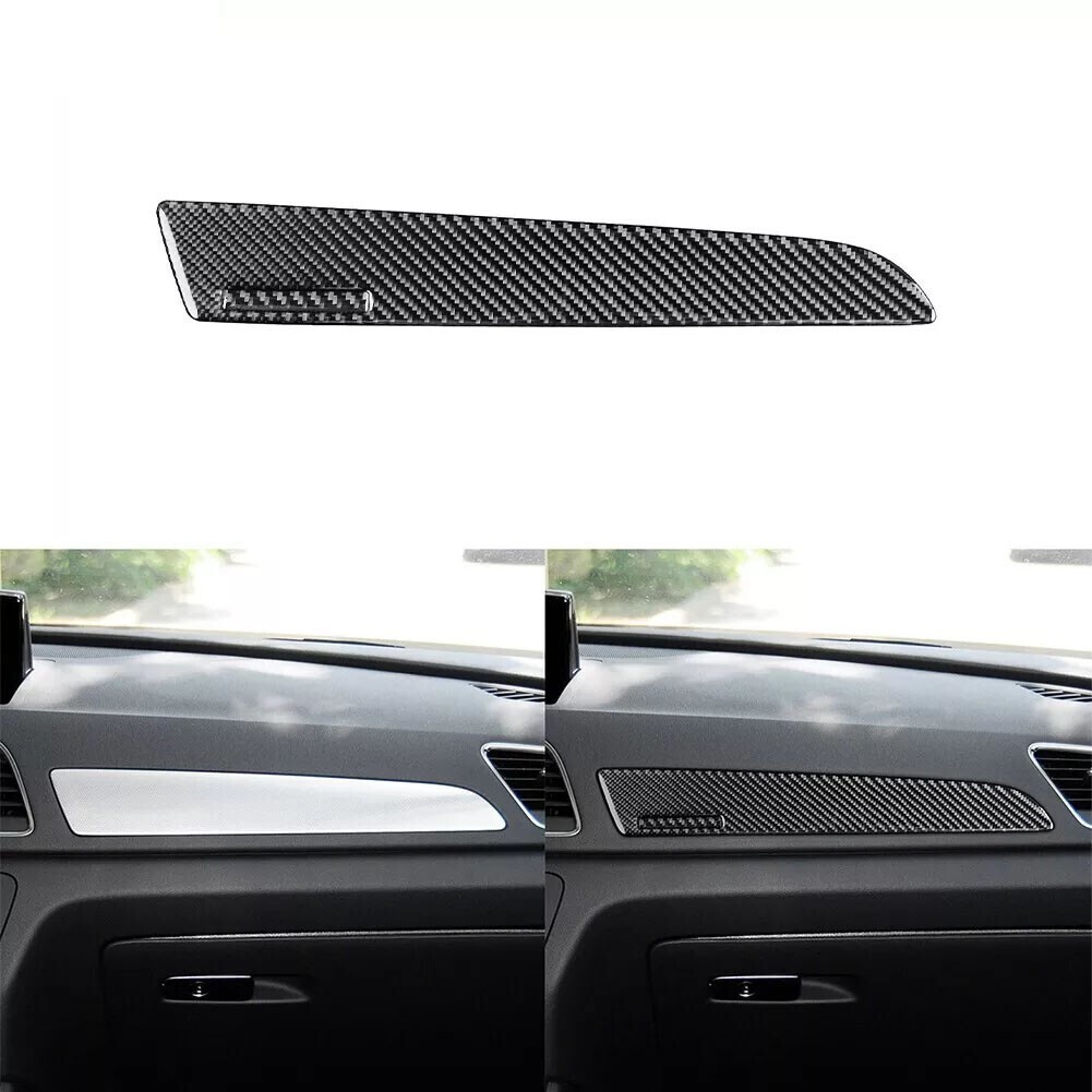 Real Carbon Fiber Co-pilot Dashboard Panel Cover Trim Strip For Audi Q3 8U 15-18