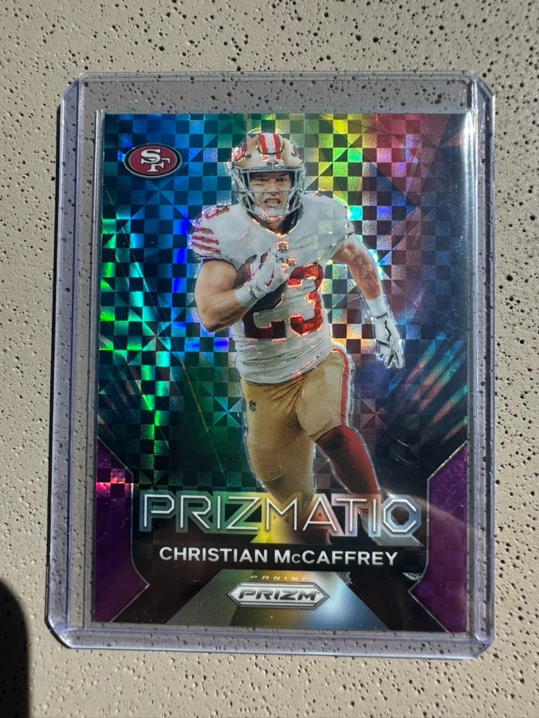 2023 Panini Prizm Christian McCaffrey PRIZMATIC PURPLE POWER SP #’D /49!