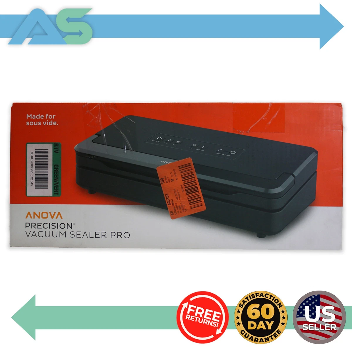 Anova Culinary Anvs01-Us00 Anova Precision Vacuum Sealer Includes 10 Precut Bags For Sous Vide And