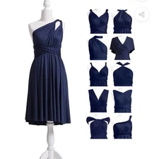 Von Vonni Navy Transformer Multi-Way Convertible Wrap Jersey Dress One Size