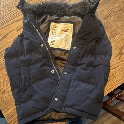 Hollister Men's Black Insulated Quilted Puffer Vest Zip Button Logo Size M