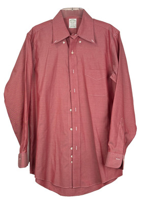 Brooks Brothers Milano Oxford Shirt Mens 15.5 - 32 Red Non Iron Supima Cotton