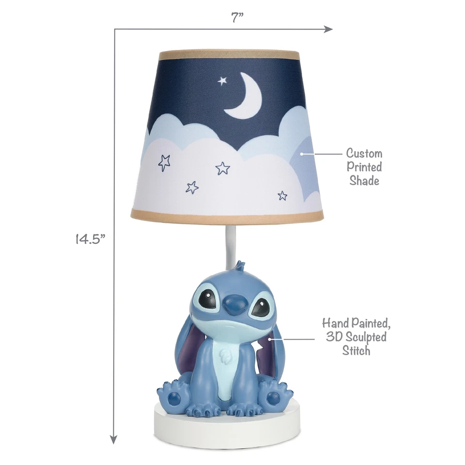 Lámpara y pantalla esculpidas a mano pintadas a mano en 3D Disney Stitch originales para dormir Foto 2 de 4